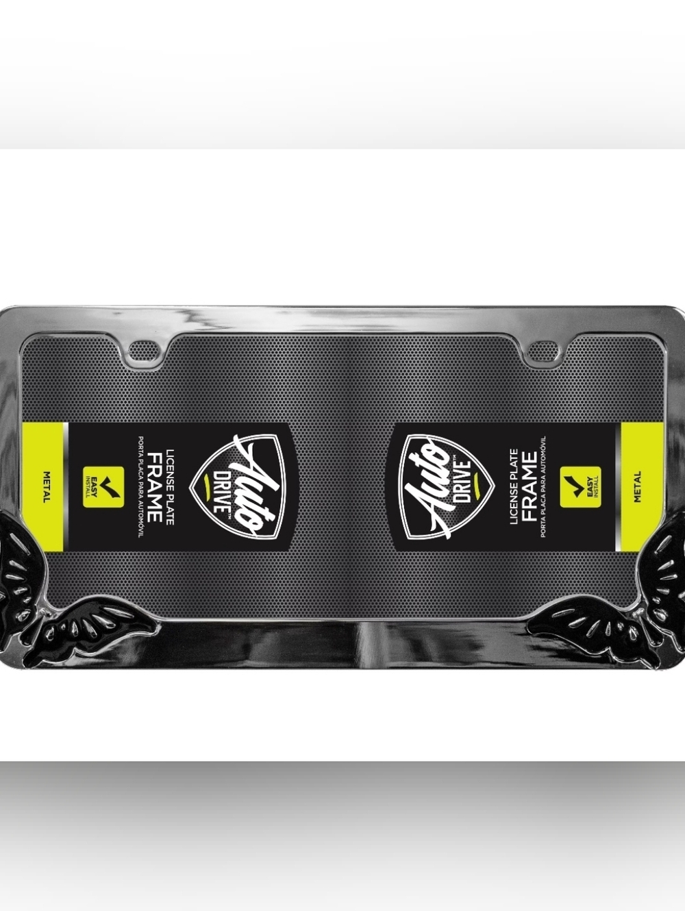 AutoDrive Decorative Metal License Plate Frame in Black